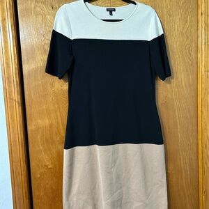 Talbots Black, White & Beige Colorblock Dress